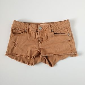 Blue Asphalt Camel Tan Cut Off Fringe Shorts 3